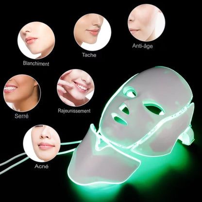 Masque Visage & Cou LED en Silicone – Anti-Âge, Éclat & Soin Intense