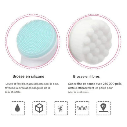 Brosse Nettoyante Visage Double Face – Exfoliation & Glow Instantané